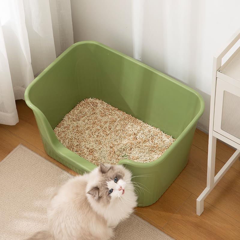 SpaceTime Large Cat Litter Box with High Sides,Cat Boxes for Indoor