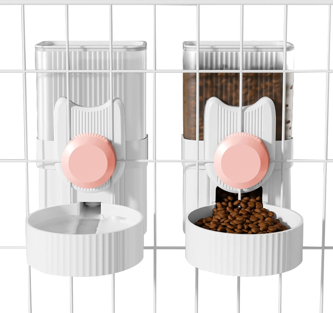 Hanging Cage Auto Pet Food Bowl Water Bottle Dispenser, 1L