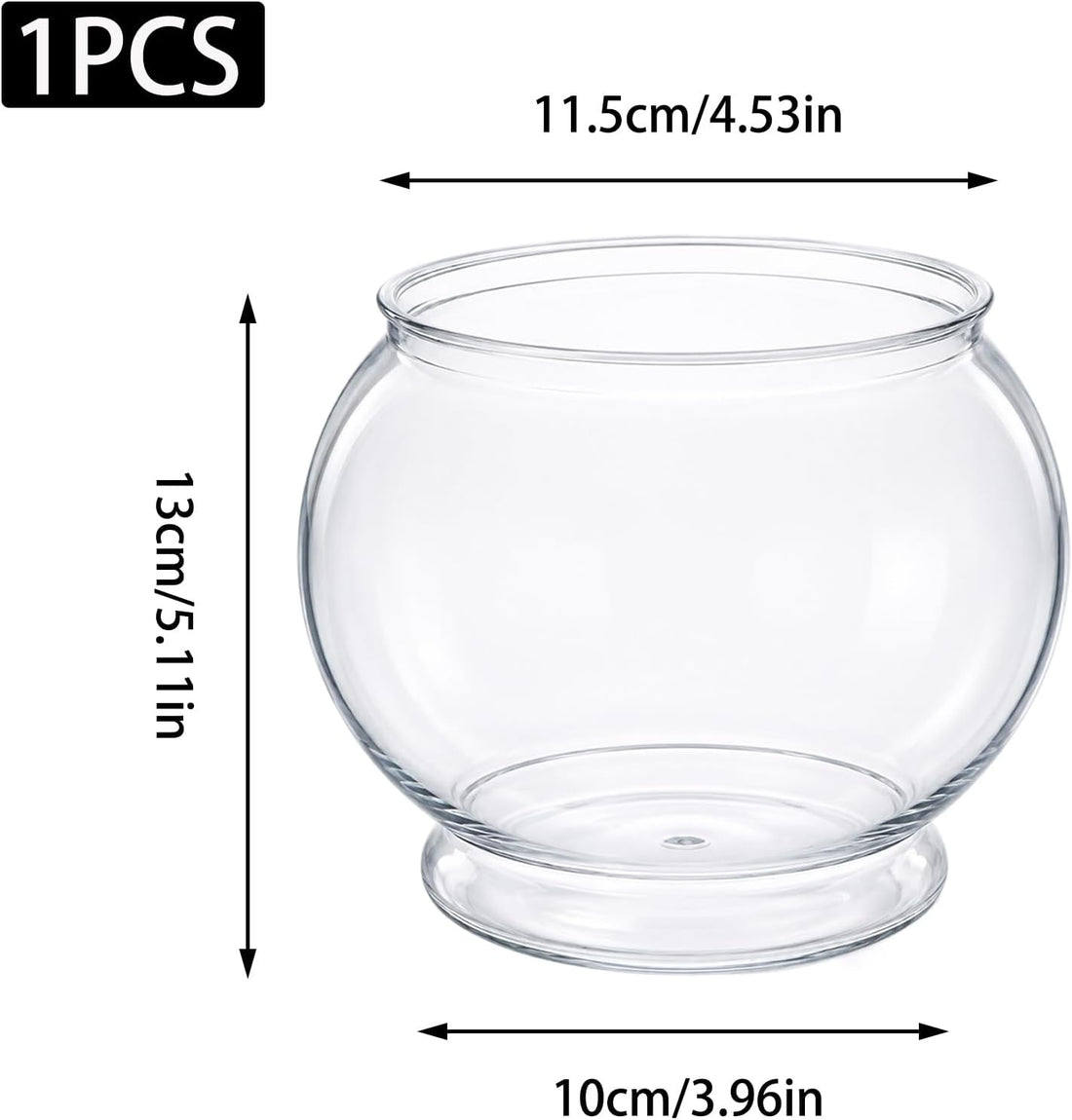 Mini Plastic Fish Bowl 30 oz Round Tabletop Aquarium Decorative