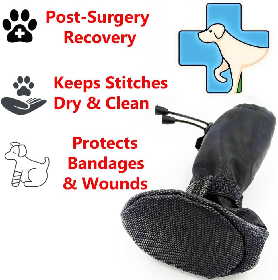 Waterproof Dog Paw Wound Recovery Boot Bandage Cover Protector, L
