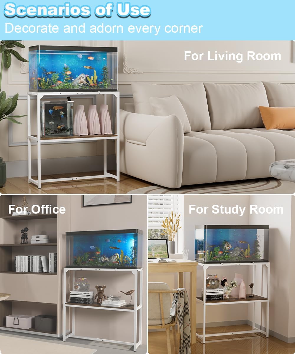 Mondazie 20-30 Gallon Fish Tank Stand, 30" L x 12" W x 32.2" H, White