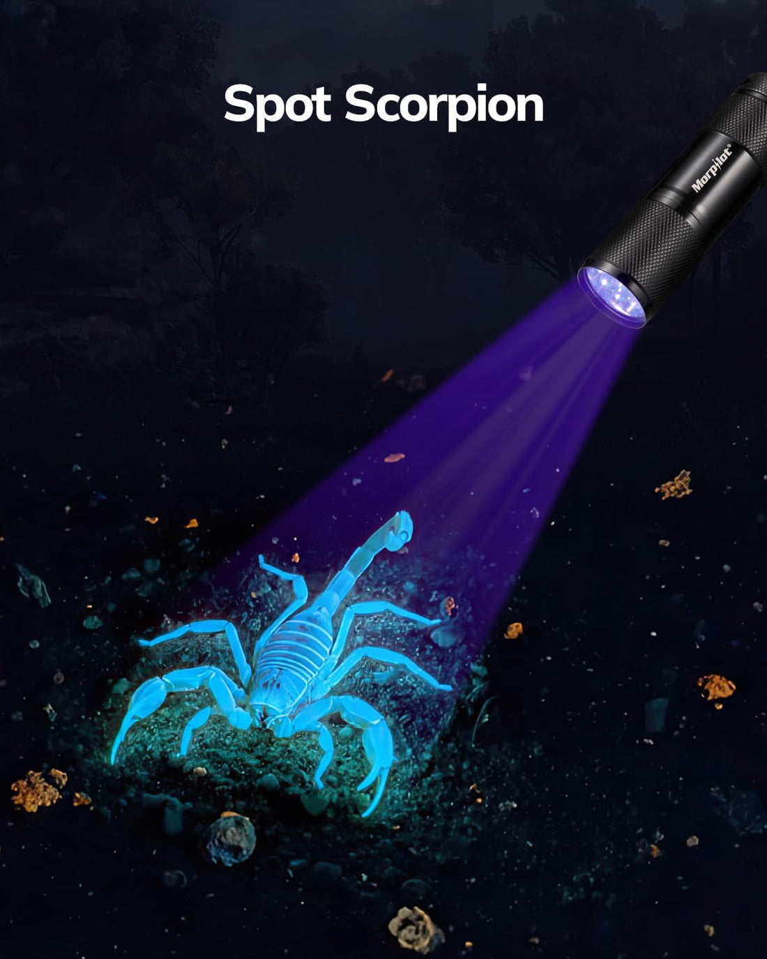 morpilot Mini UV Blacklight Flashlight, 395nm 9 LED Pet Urine Detector