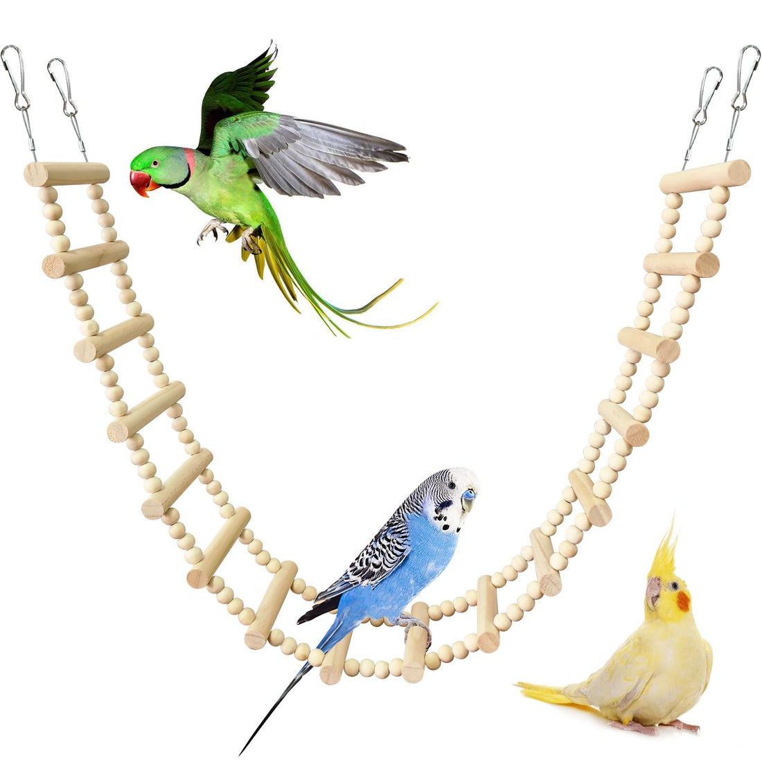 BNOSDM Long Bird Ladder Bridge 39.4 in Wooden Parakeet Climbing