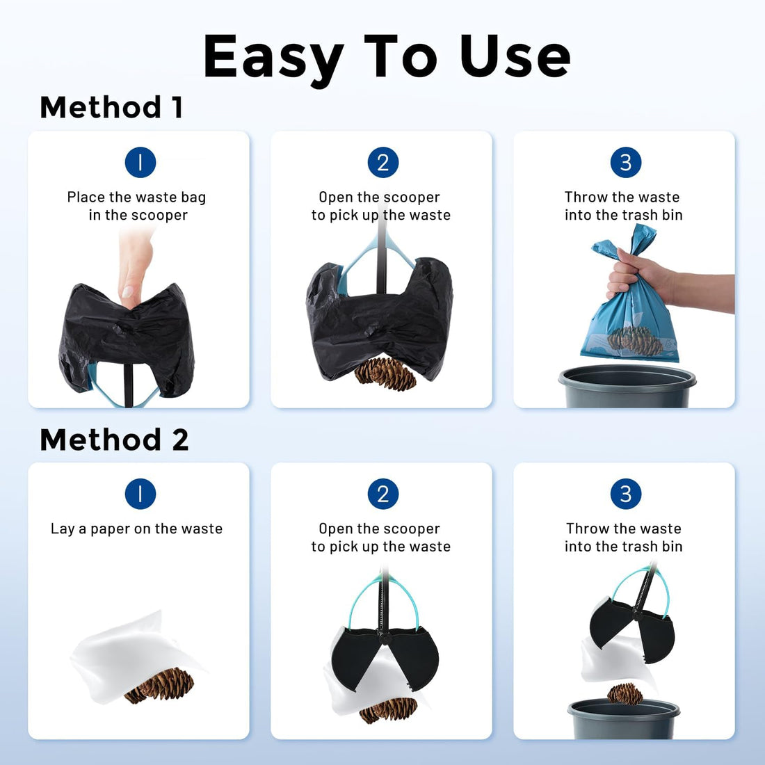 ZOMISIA 32" Long Handle Pooper Scooper with 30 Count Waste Bags