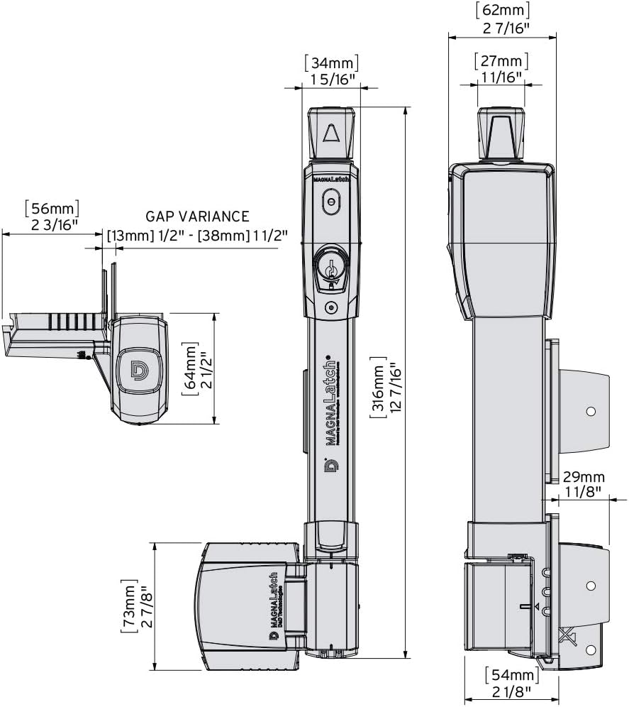 D&D Technologies ML3VPKA MagnaLatch Vertical Pull 12-inch Gate Latch