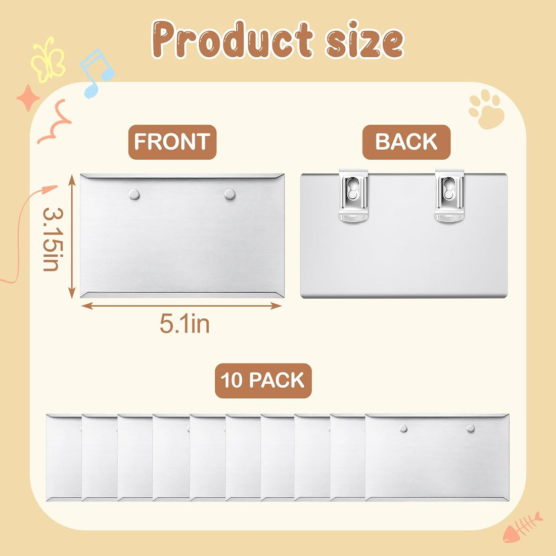 LEIFIDE 10 Pcs Metal Kennel Card Holders Kennel Accessories Dog Cat