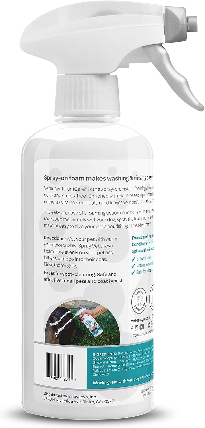 Vetericyn FoamCare Dog Shampoo and Conditioner - Instant Foaming