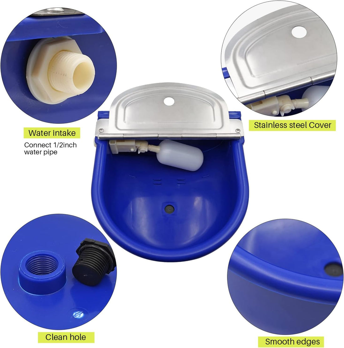MINYULUA Automatic Waterer Bowl Large Horse Waterer with Float Valve