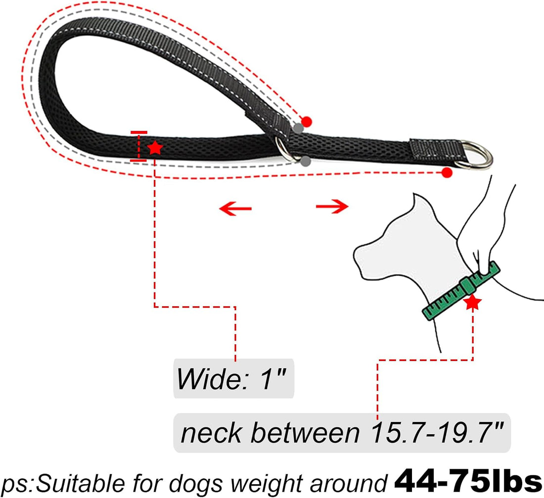 Reflective Slip Dog Collar Lightweight Loop Dog Collar 44-75lb Dogs