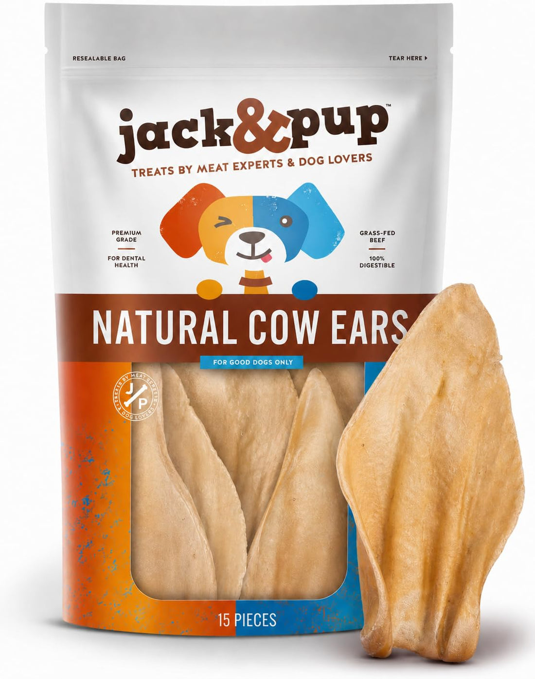 Jack&Pup Cow Ears for Dogs – Natural Whole Cow Ears