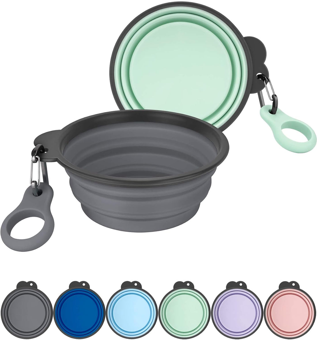 AONKEY 2 Pack Collapsible Dog Bowls with Bottle Carrier(Small 15oz)