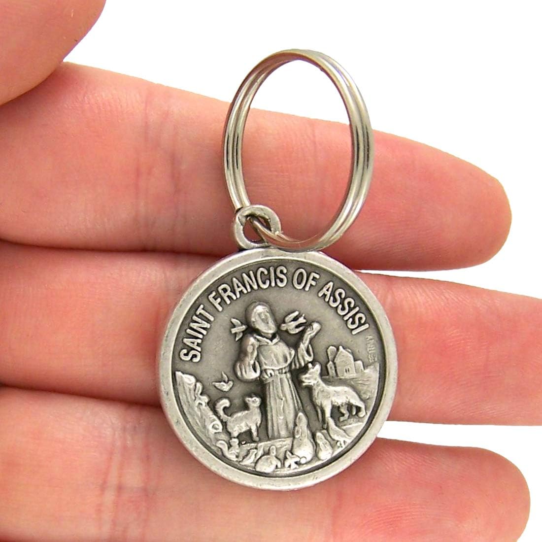 Needzo Silver Tone Base Metal Catholic Saint Francis of Assisi Patron