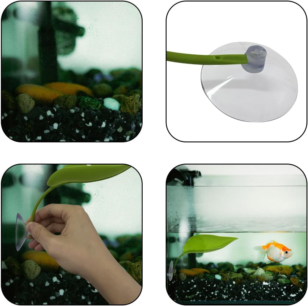KVZVK 2Pcs Tree Frog Tank Leaf Decorations,Leaf Shape Basking