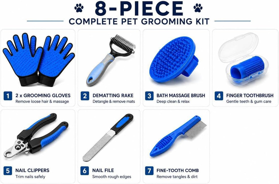 8-Piece Dog Grooming Kit for Dogs & Cats