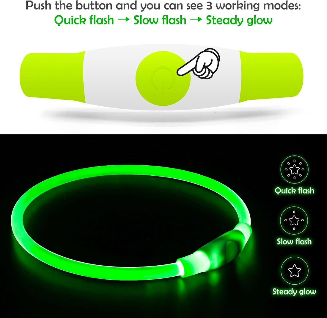 Led Dog Collar, BSEEN USB Rechargeable Flash Dog Necklace Light