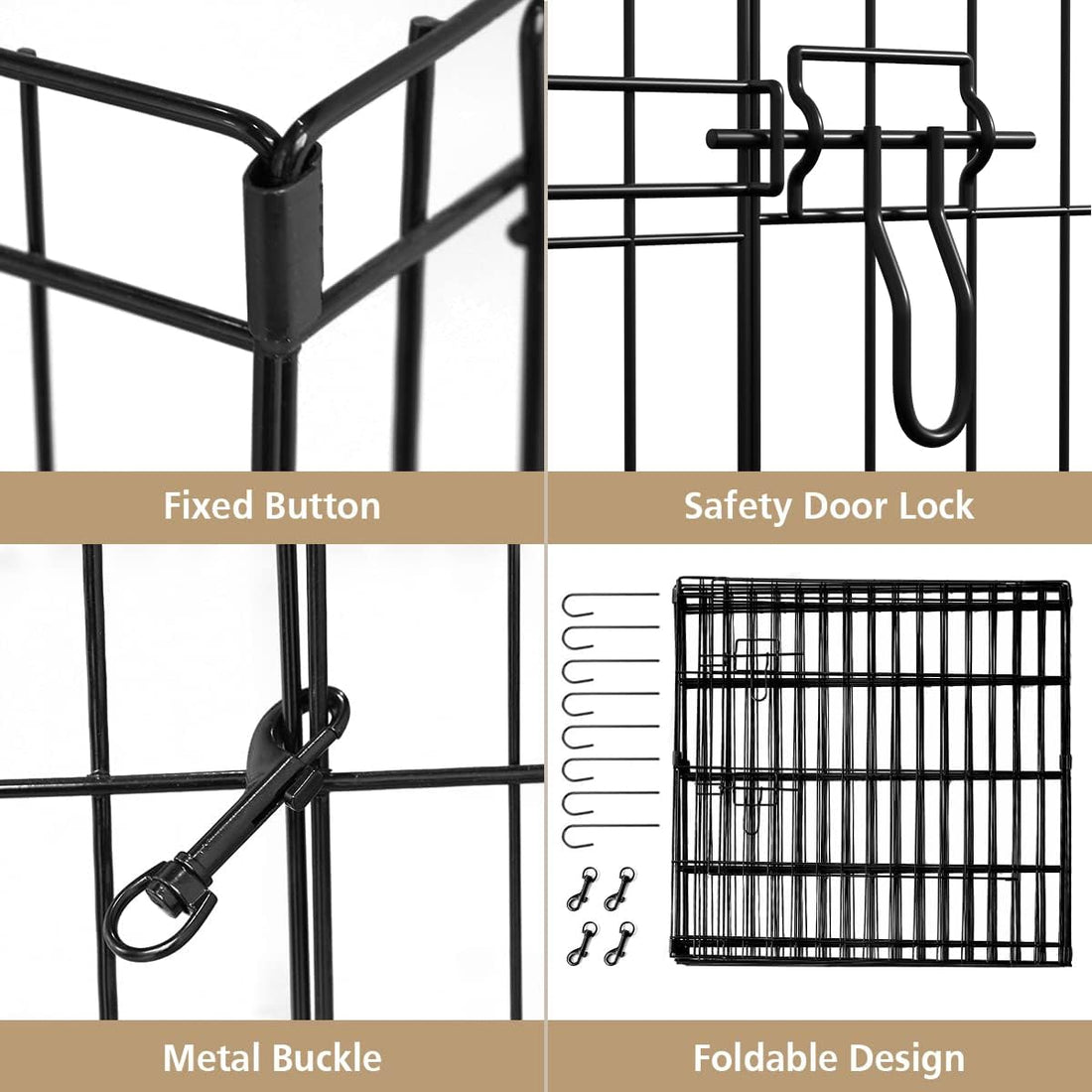 Artmeer Dog Playpen 24" H, 8-Panel Rustproof Foldable Pet Fence