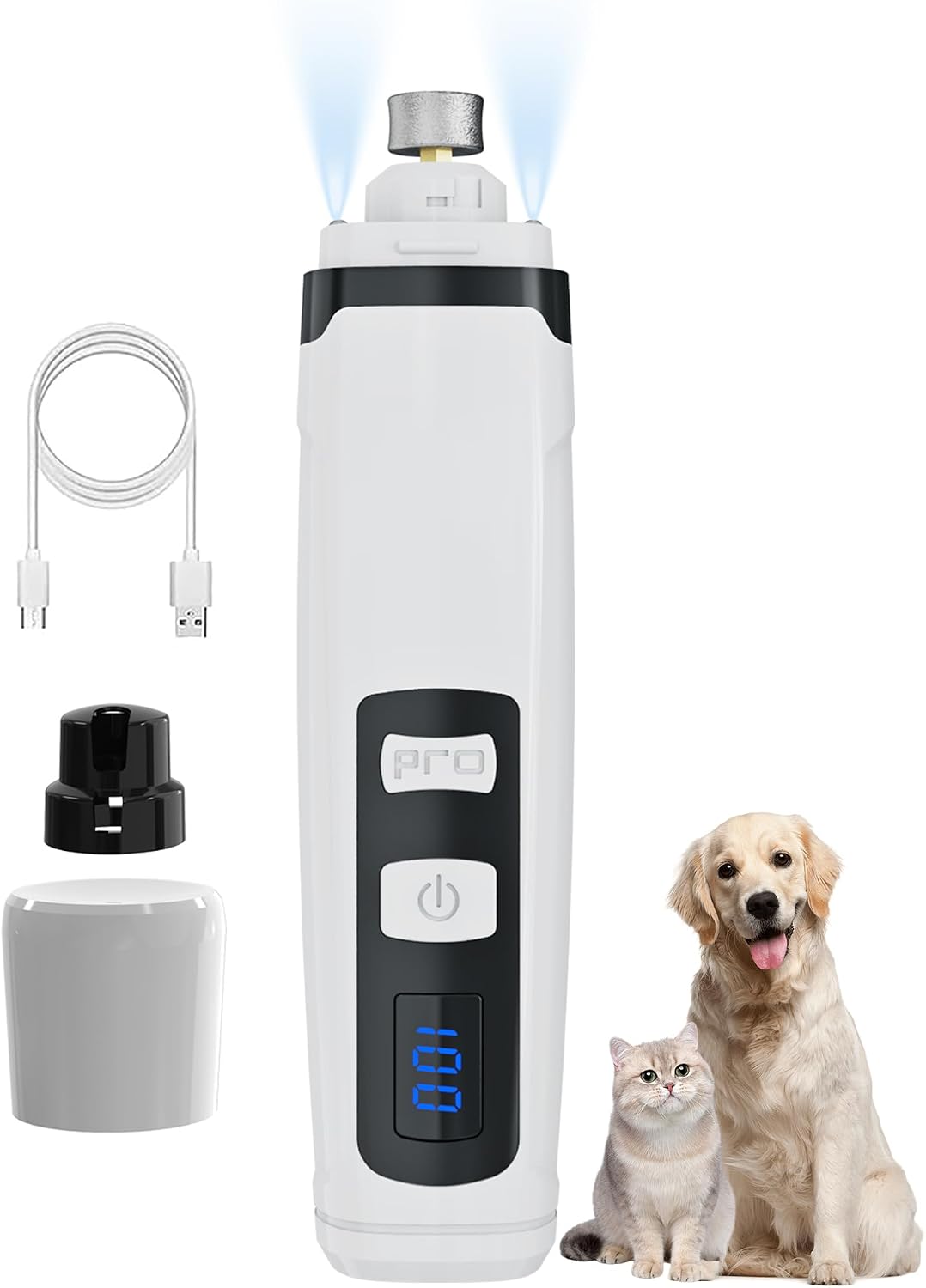 Quiet Electric Pet Nail Grinder with 2 Speeds for Dogs Cats