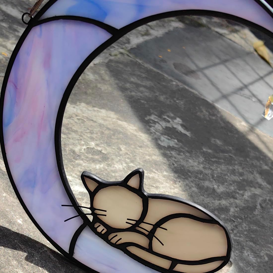 Grey Cat Memorial Stained Glass Suncatcher Cat Loss Sympathy Gift