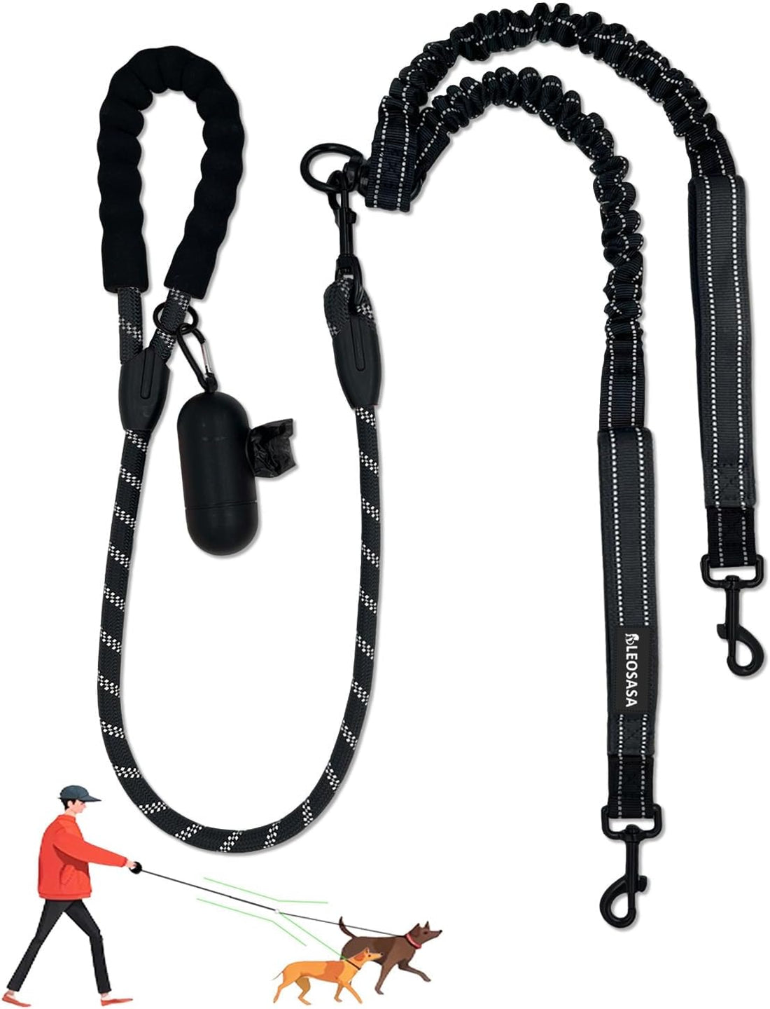 Double Dogs Leash - Removable Main Lead Rope with Splitter