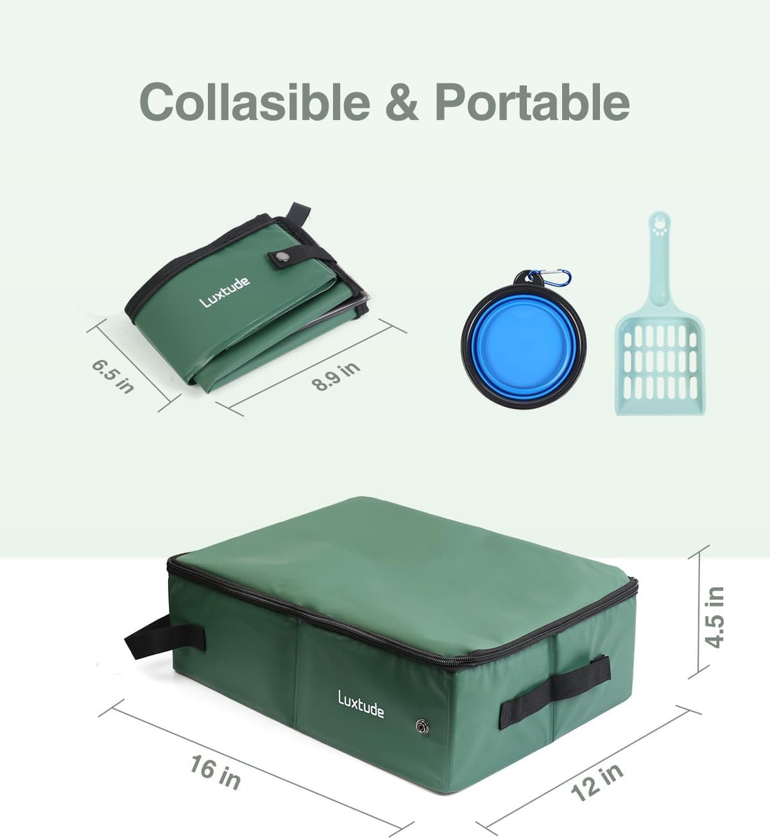 Luxtude Travel Litter Box for Cats, Comes with a Hard Non-Stick Bottom