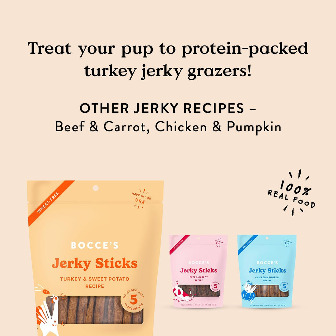 Bocce's Bakery Jerky Stick Dog Treats, Wheat-Free