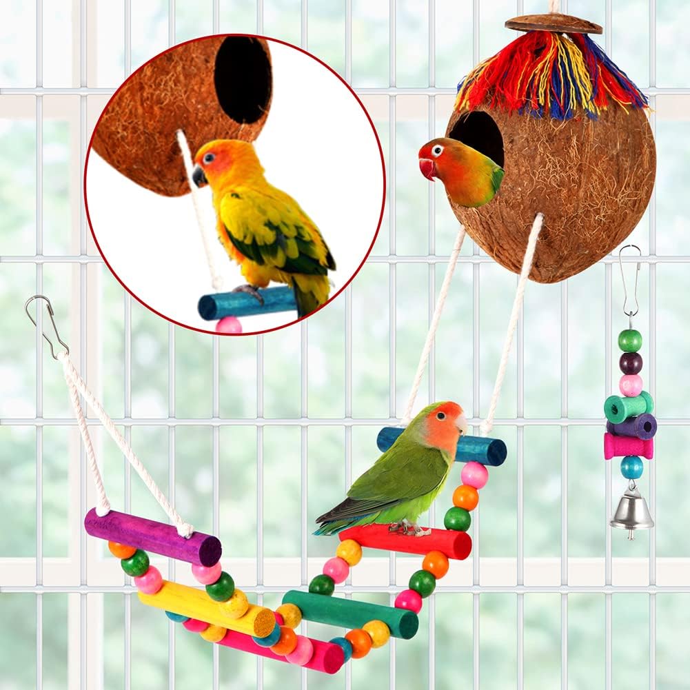 Parakeet Bird Parrot Toys Colorful Swing Chewing Hanging Toys