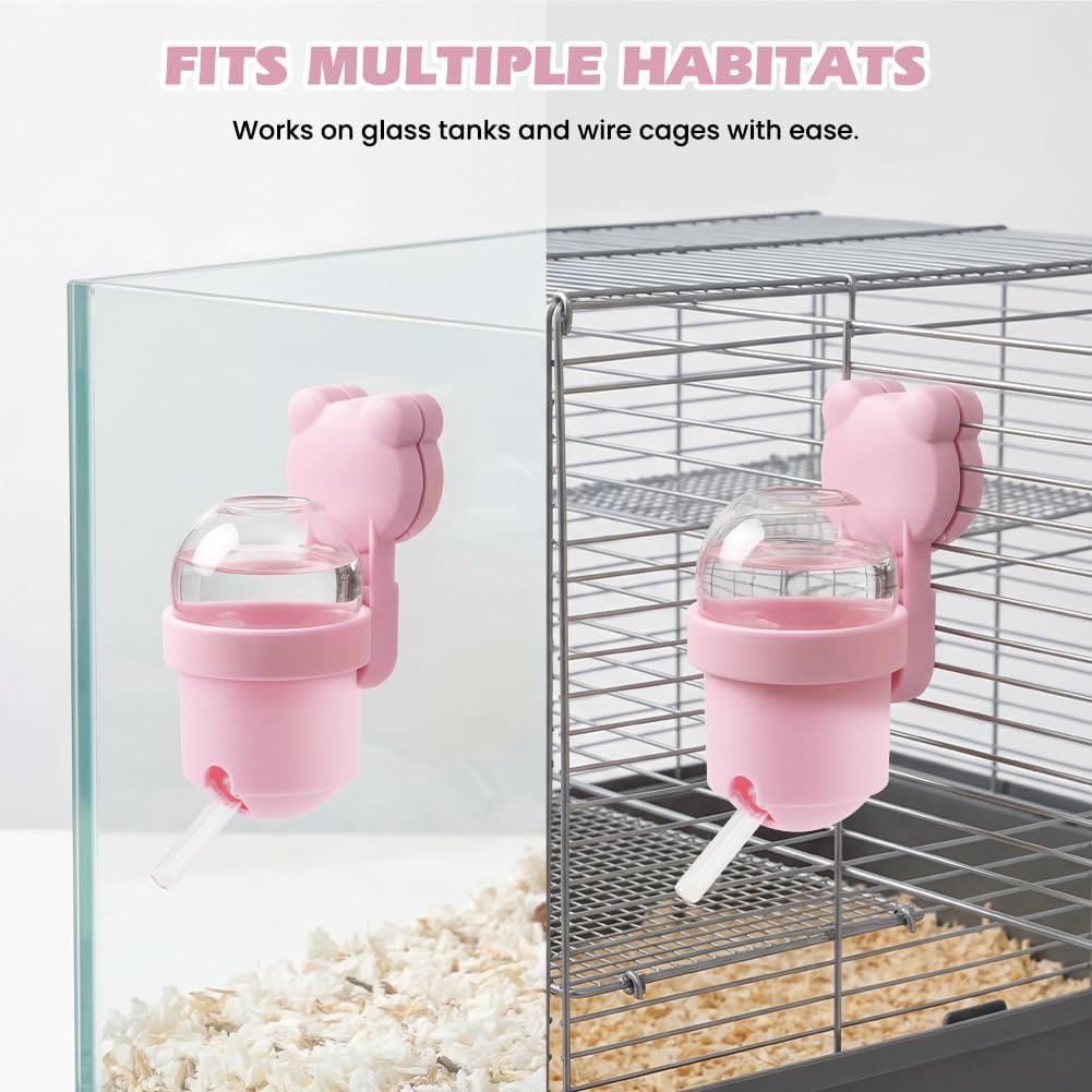 Hamster Water Bottle with Magnetic Holder for Glass Tanks