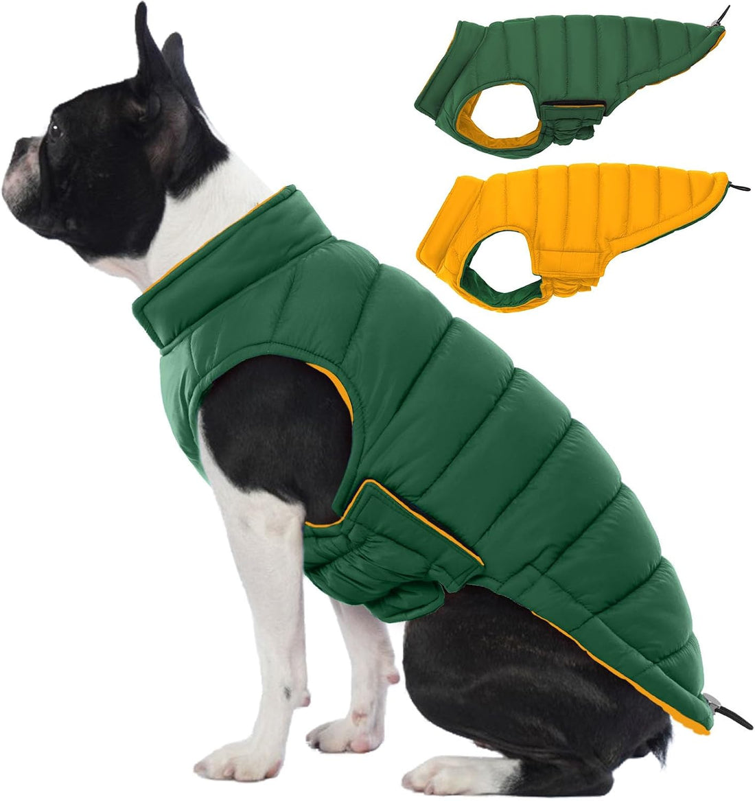 Lelepet Reversible Dog Coat Windproof Dog Jacket Lightweight Puffer