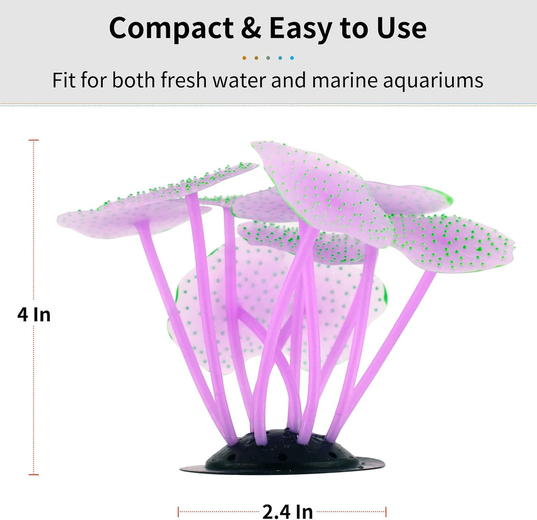 Uniclife Silicone Coral Plant Decorations Glowing Artificial Ornament