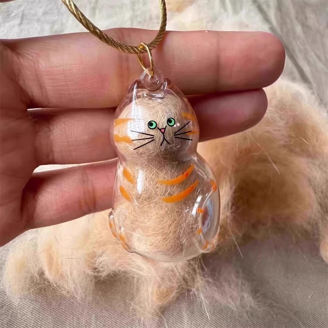 sencdfly Cat Hair Storage Keychain,Transparent Cat and Dog Hair
