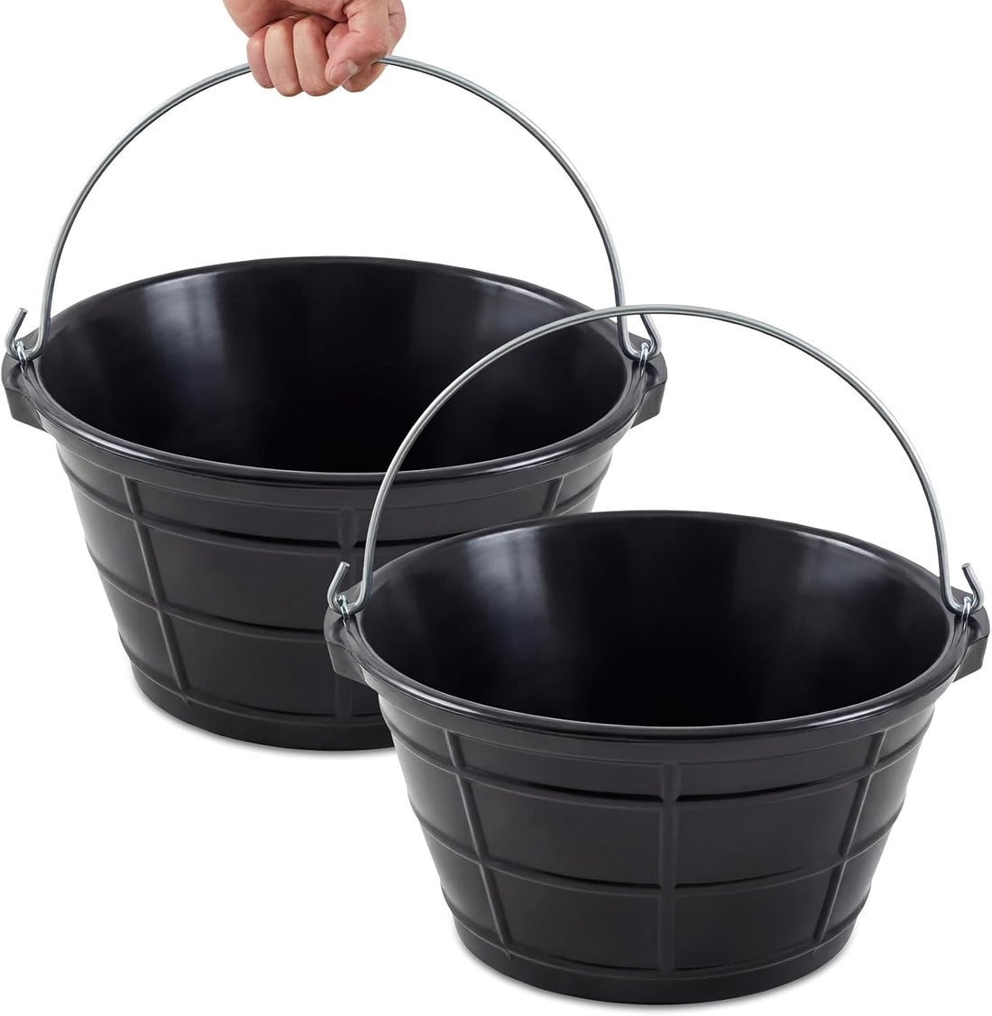 2 Pcs Rubber Feeder Bucket, 8 Quart 2 Gallon Rubber Horse Feed Bucket