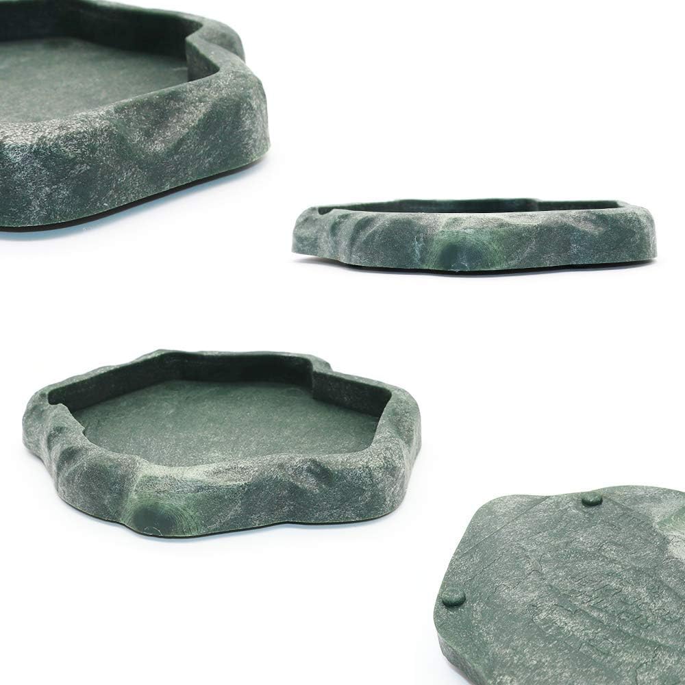 SLSON Small Reptile Feeder Terraium Bowl Plastic Shallow Reptile