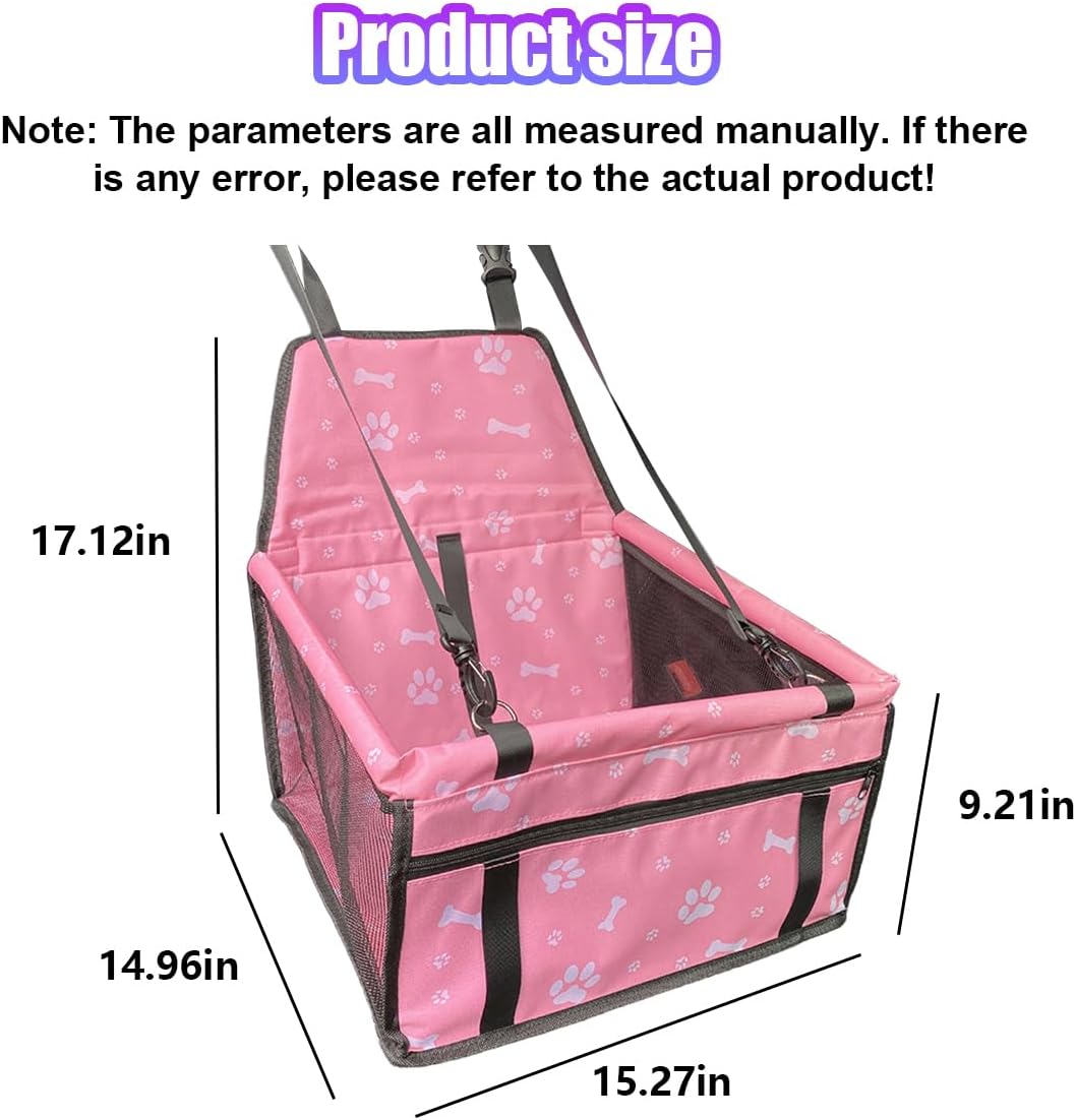 Pet Car Seat, Waterproof Oxford Dog Car Booster Seats, Pink Bone