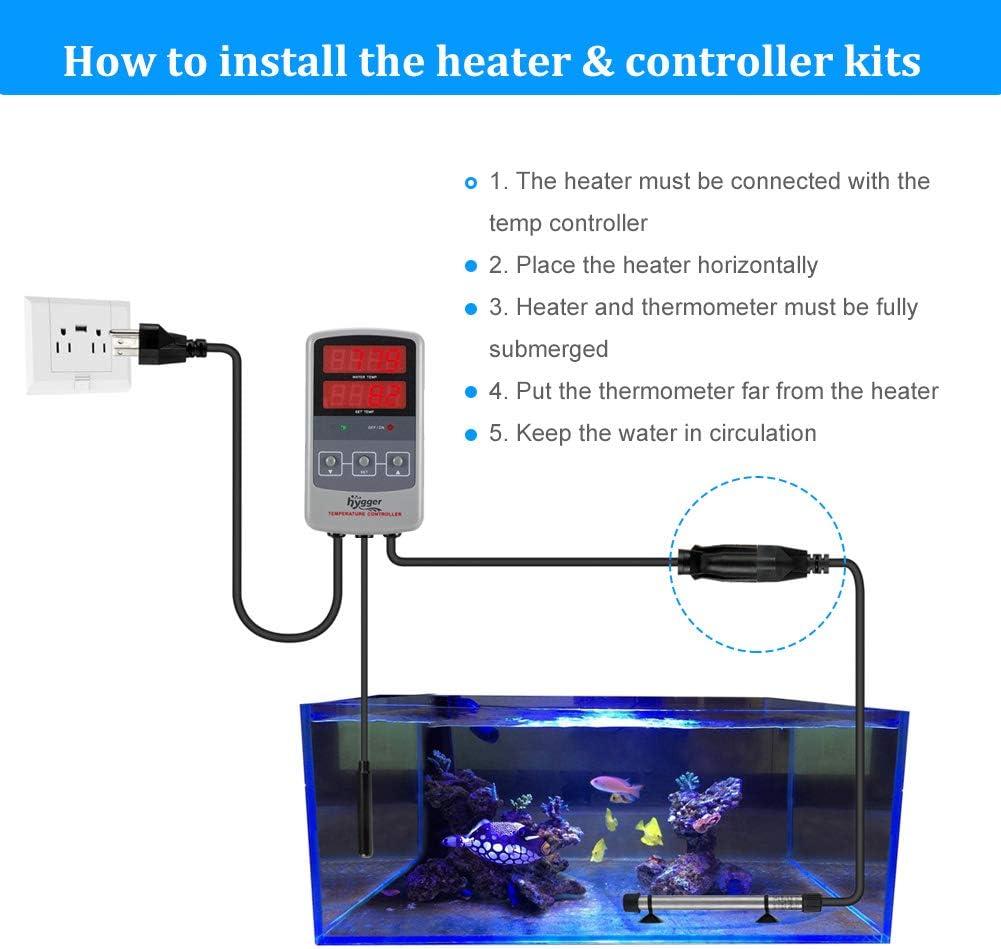 hygger Pinpoint Saltwater Aquarium Heater with Digital Thermostat IC