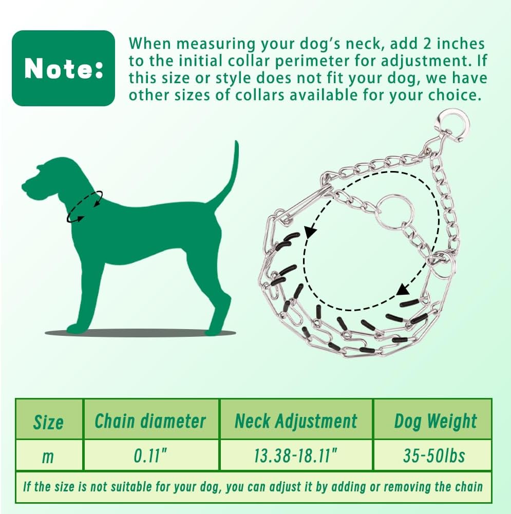 No Pull Prong Dog Collar,Adjustable Dog Pinch Training Chain Collar