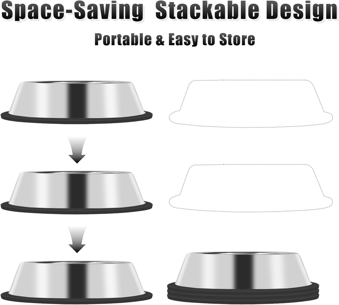 3Pcs Stainless Steel Dog Bowls Set