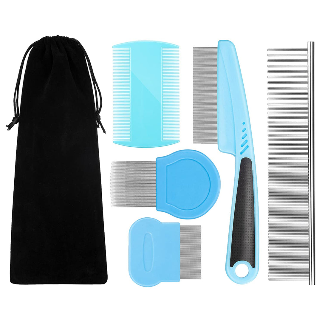 Flea Comb For Dogs & Cats Pet Comb Grooming Set 5 Pieces Metal Teeth