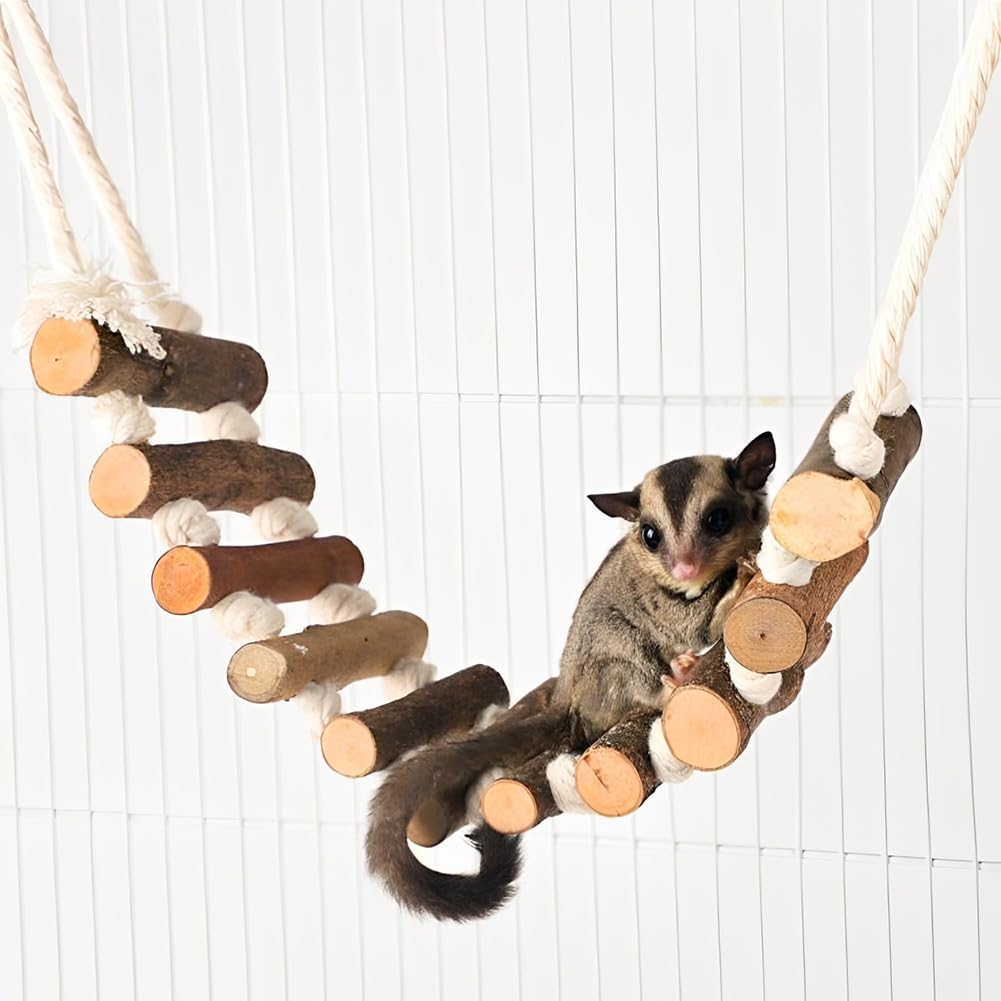 Joyzan Rope Ladder Bird Toy, Wood Stairs Climbing Activity Attachment