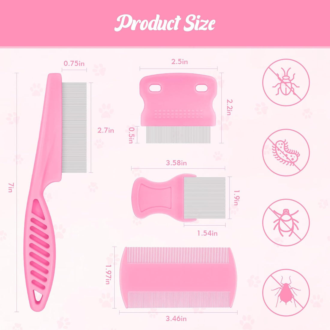 6-Pack Flea Comb for Dogs and Cats