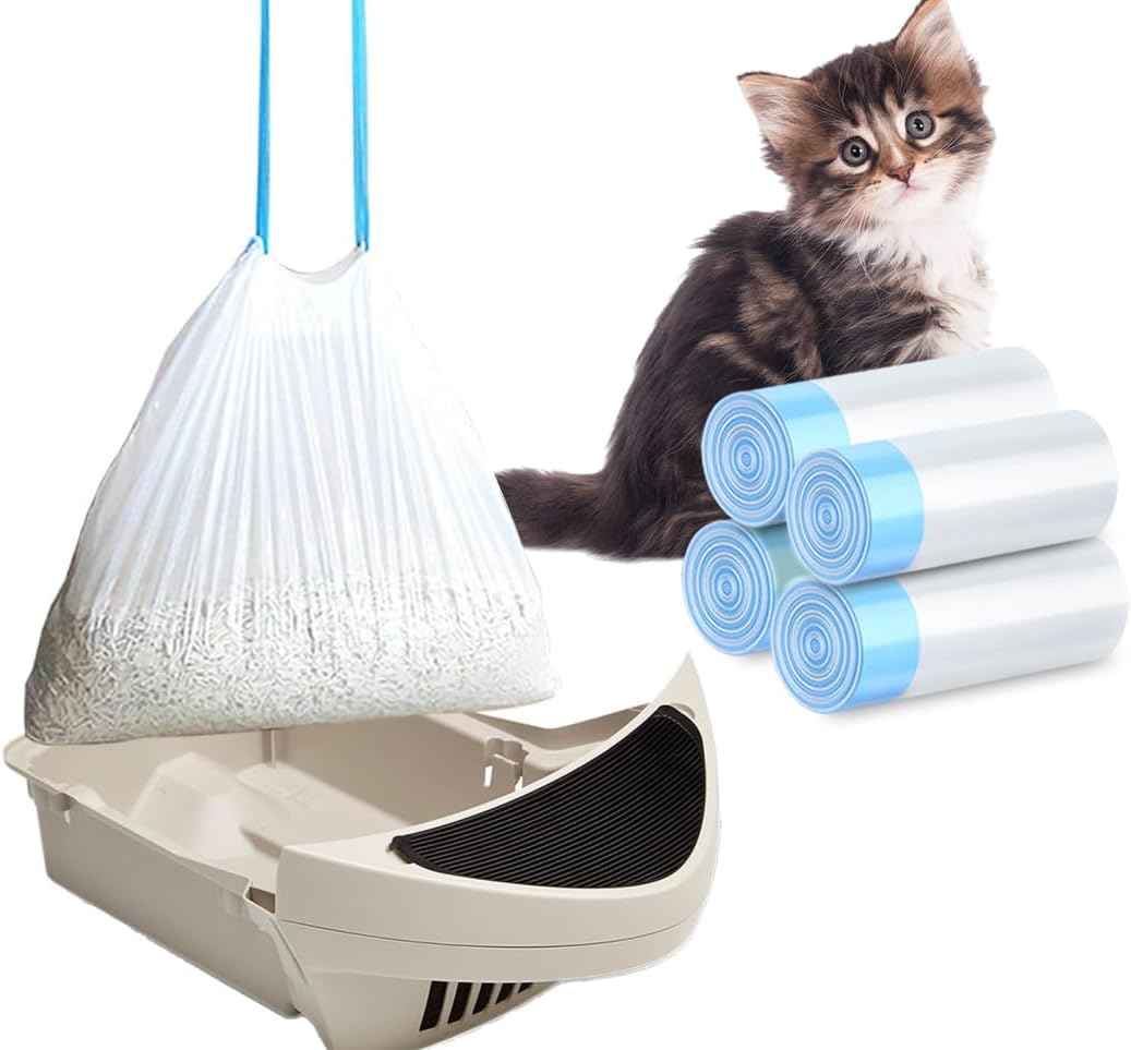 XUEPETT 120 Pack Cat Litter Box Liners with Drawstring, 25.2" x 15.7"