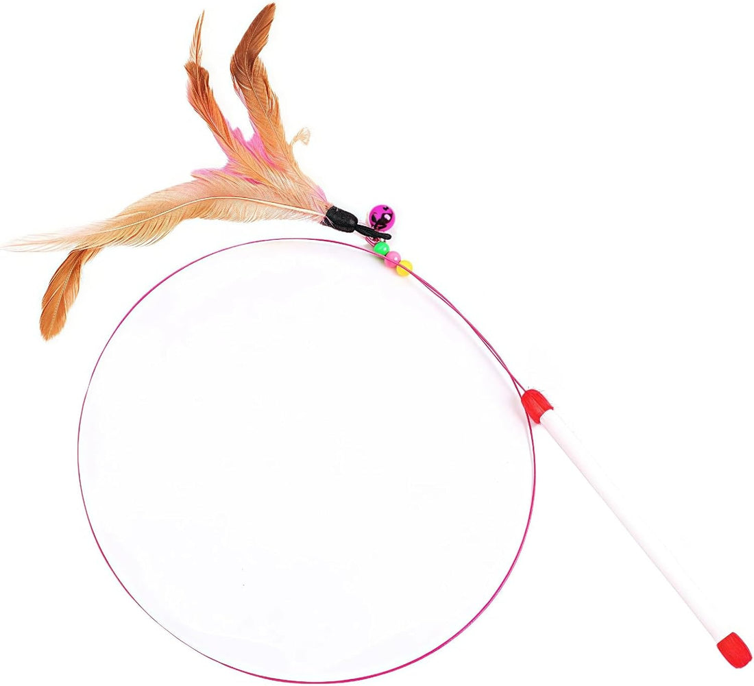 Cat Feather Wand Toy - Steel Wire Feather Interactive Cat Stick