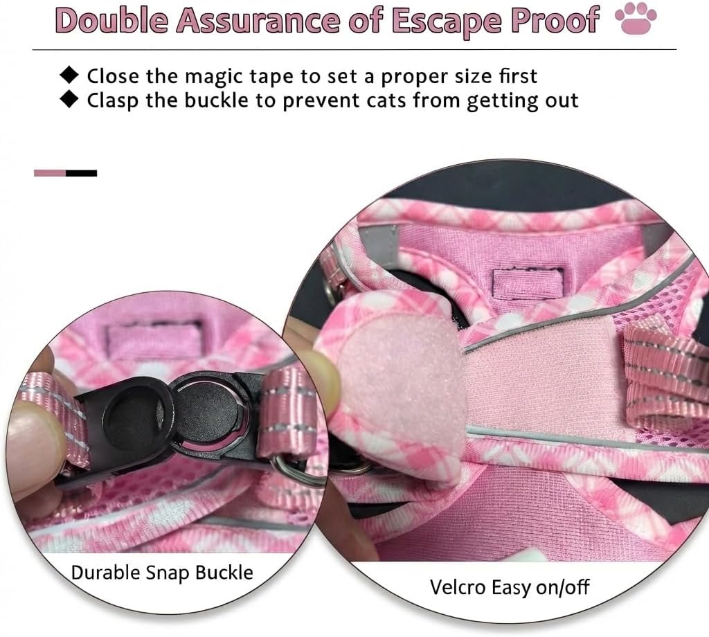 Escape Proof Cat Harness and Leash, Adjustable Vest