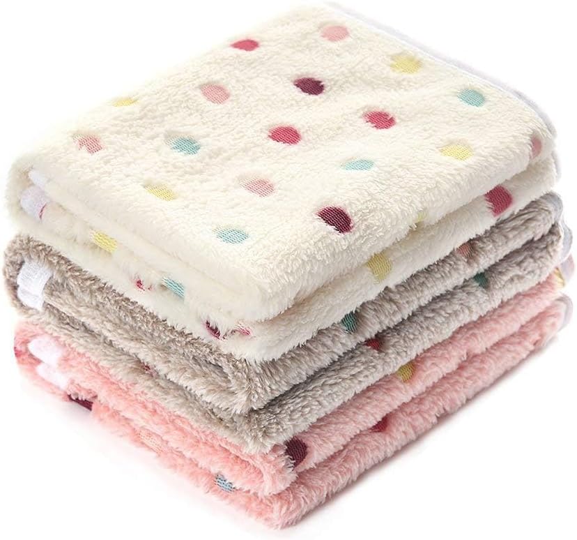 1 Pack 3 Blankets Super Soft Cute Dot Pattern Pet Blanket Flannel