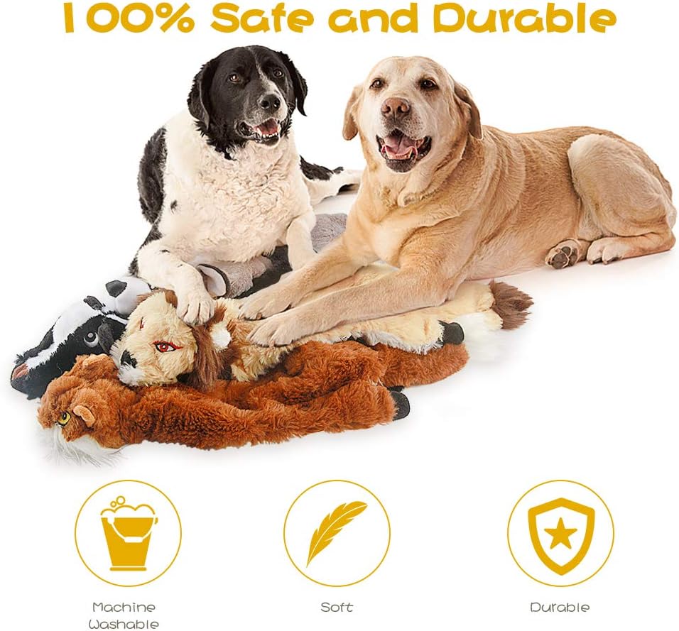 Dog Squeak Toys, No Stuffing Plush Dogs Chew Toy Bundle for Small
