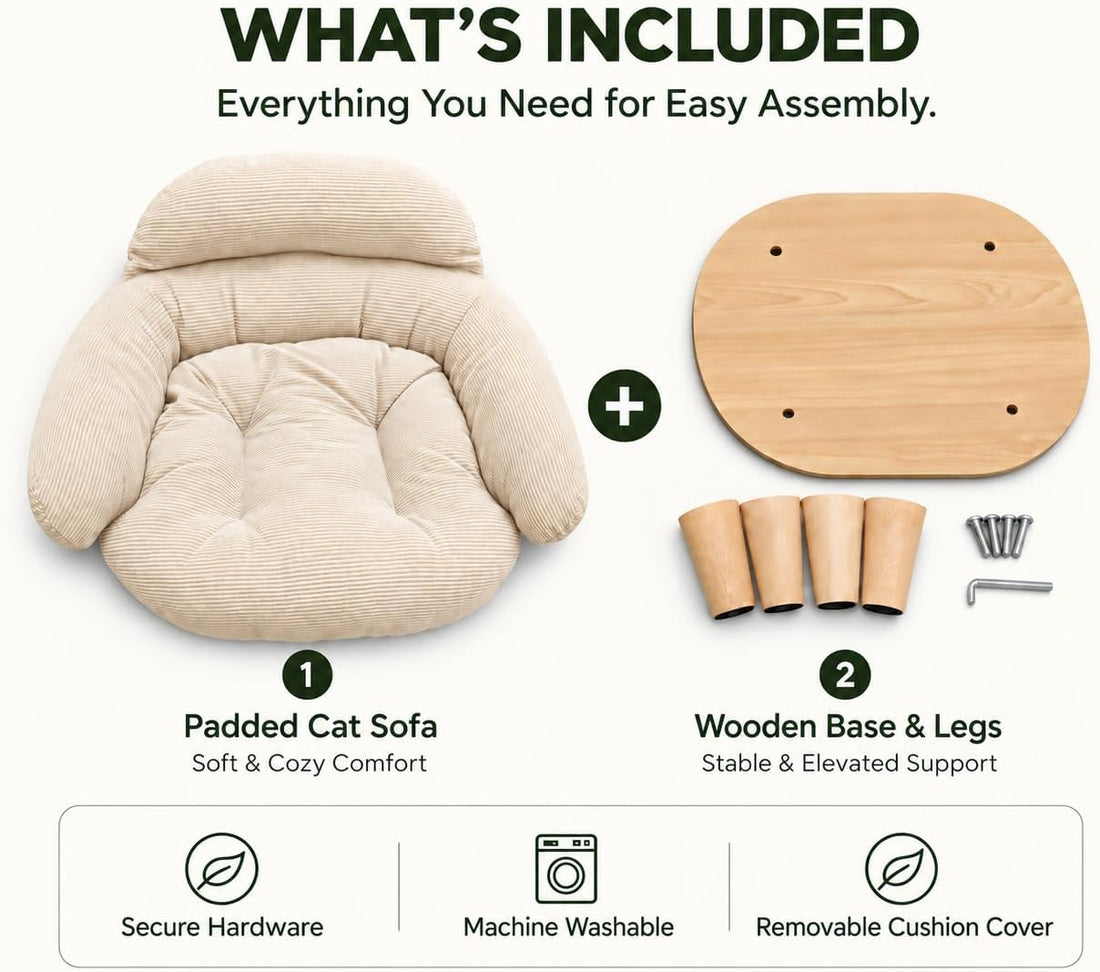 Elevated Cat Sofa Bed, Raised Cat Couch Pet Sofa for Indoor Cats