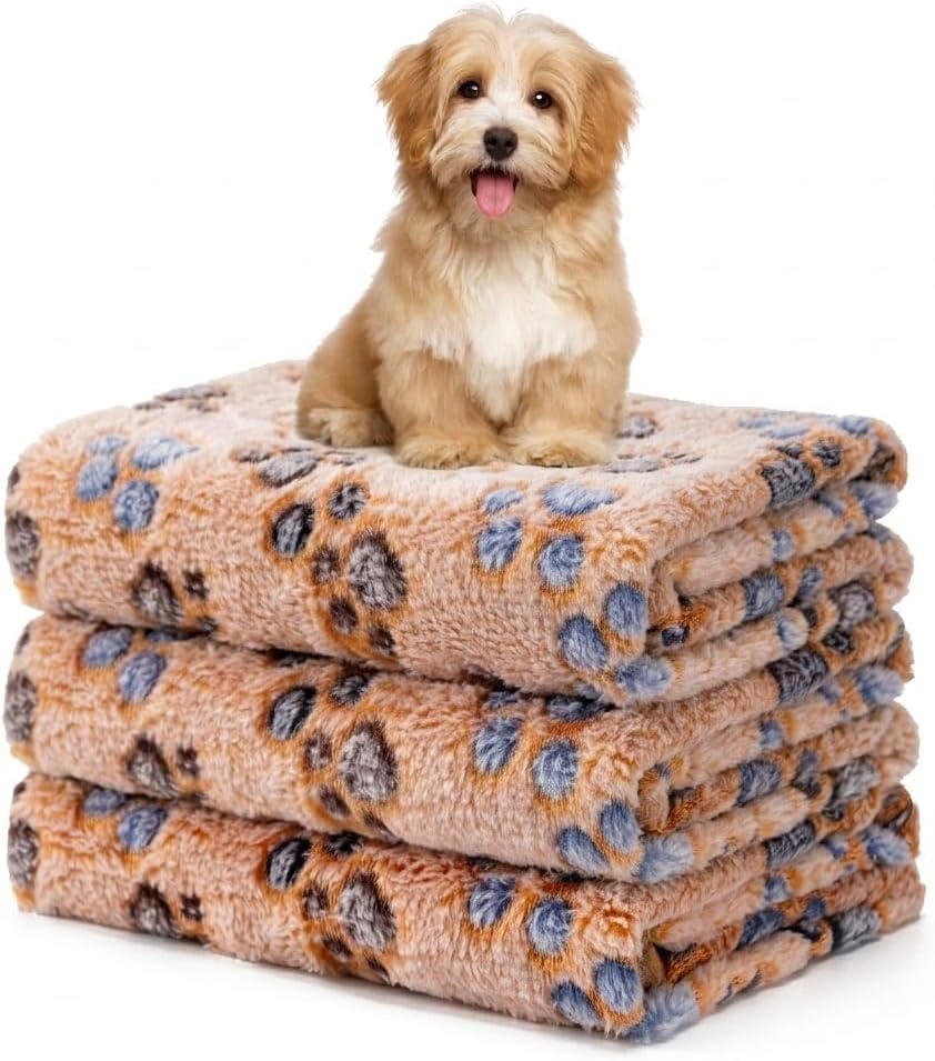 1 Pack 3 Blankets Fluffy Premium Fleece Soft Pet Blanket Flannel