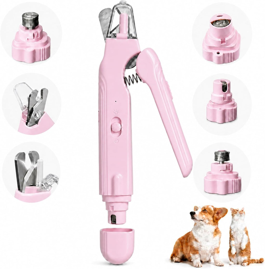 2-in-1 Dog Nail Grinder &Dog Nail Clippers with Light，Cat Nail