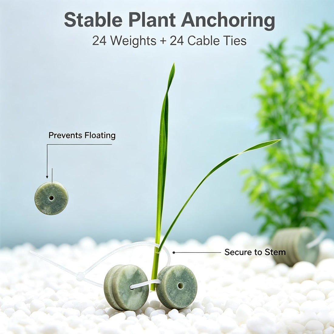 LUOTIVON 24 Sets Aquarium Stone Plant Weights with Cable Ties
