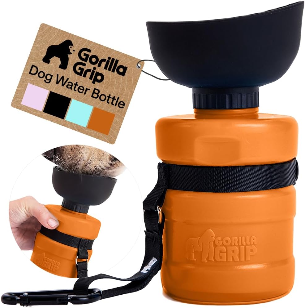 GORILLA GRIP Portable Dog Water Bottle, Food Grade Silicone