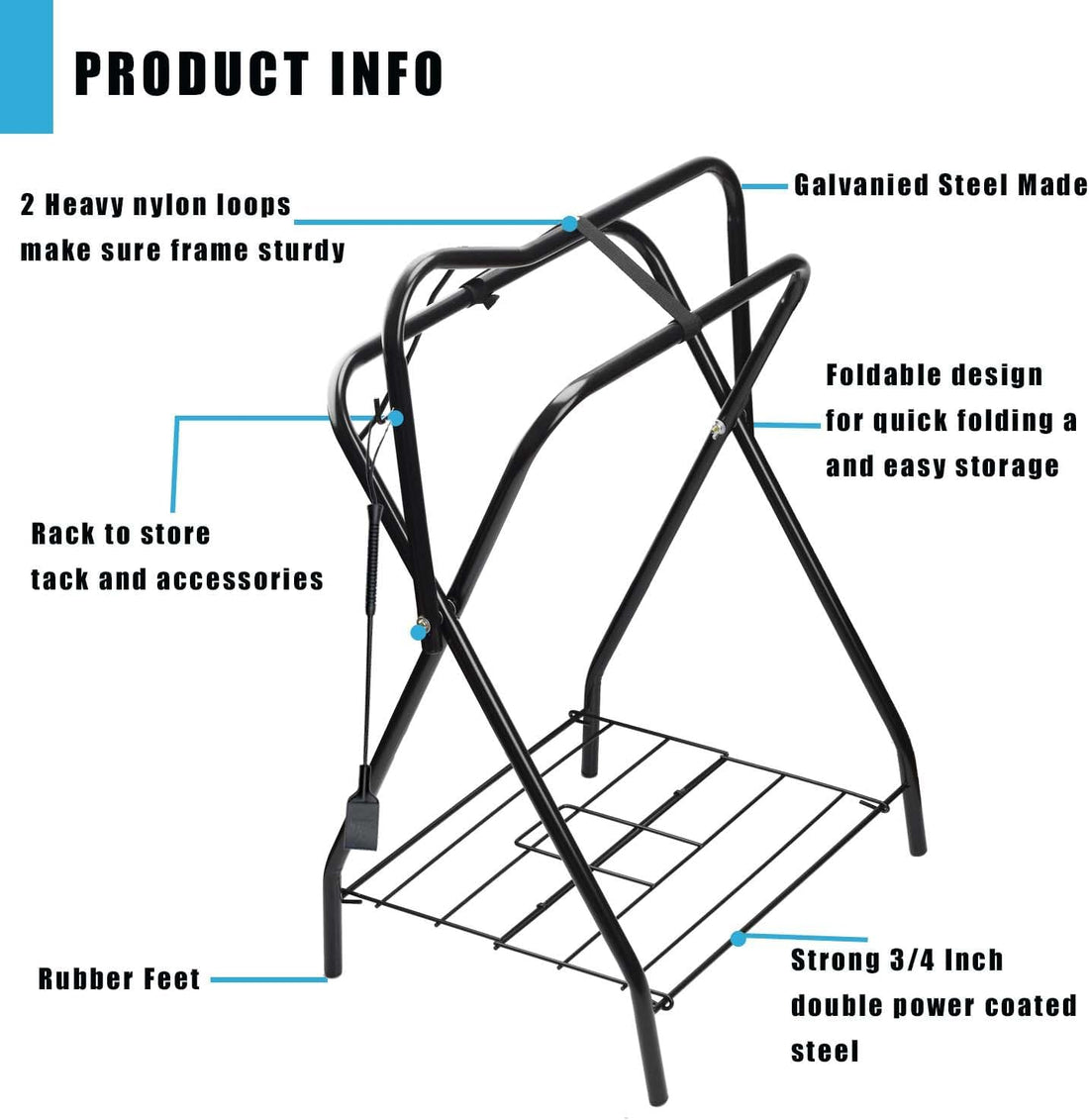 Saddle Rack Portable Folding Horse Saddle Stand for English